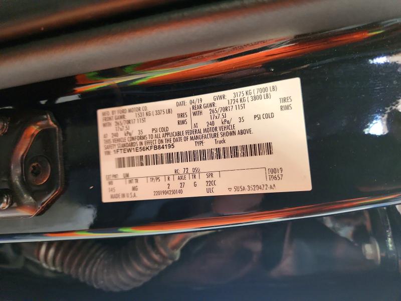 Aukcja sprzedaży 2019 Ford F150, vin: 1FTEW1E56KFB84195, numer aukcji: 53473046