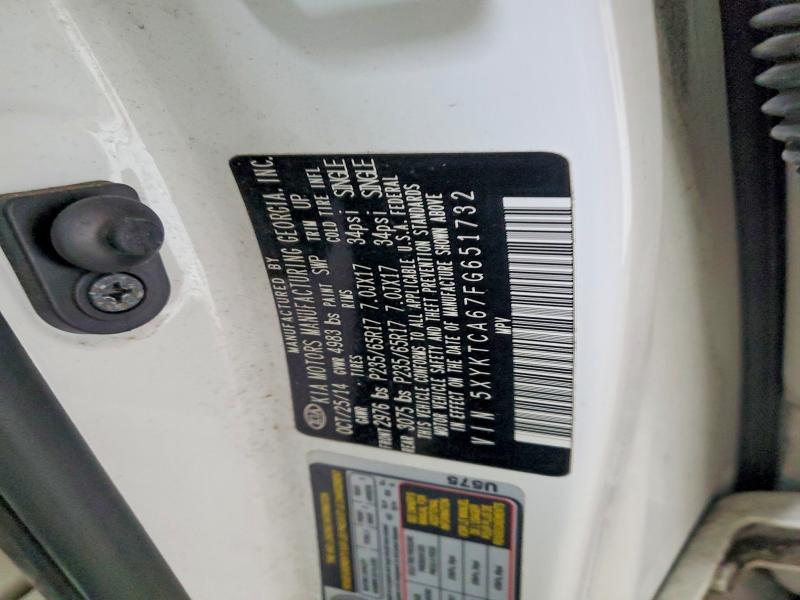 53538926 :رقم المزاد ، 5XYKTCA67FG651732 vin ، 2015 Kia Sorento مزاد بيع