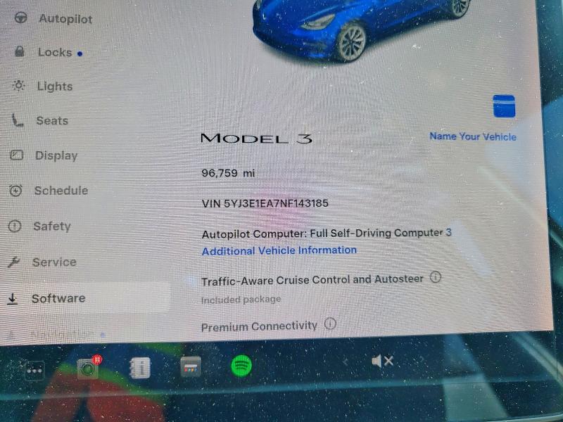 54010956 :رقم المزاد ، 5YJ3E1EA7NF143185 vin ، 2022 Tesla Model 3 مزاد بيع