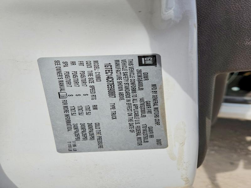 52538506 :رقم المزاد ، 1GTEC14C87E590887 vin ، 2007 Gmc New Sierra مزاد بيع