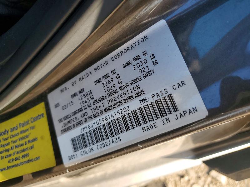 53935736 :رقم المزاد ، JM1GJ1U59G1415202 vin ، 2016 Mazda 6 مزاد بيع