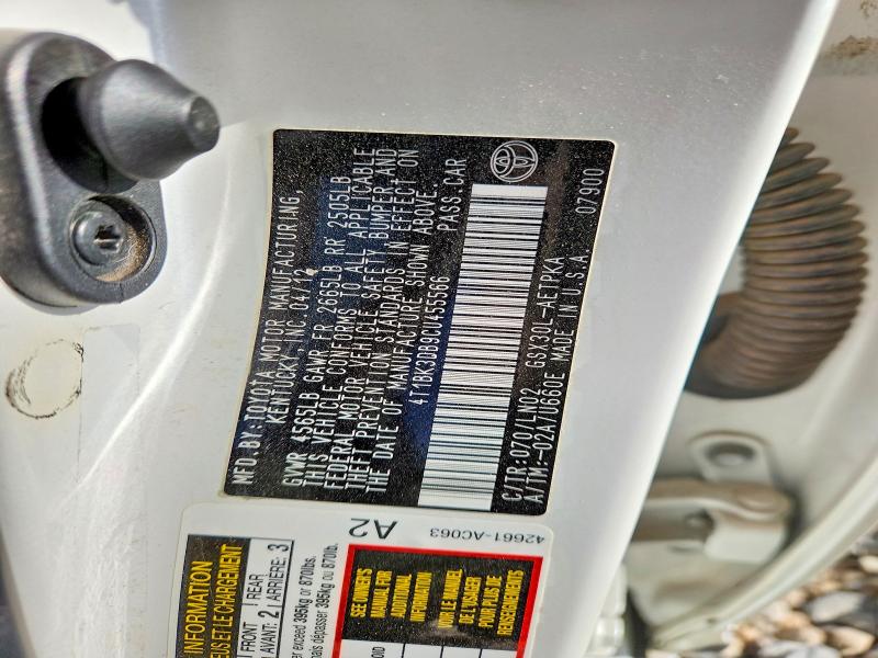 53574376 :رقم المزاد ، 4T1BK3DB9CU455566 vin ، 2012 Toyota Avalon مزاد بيع