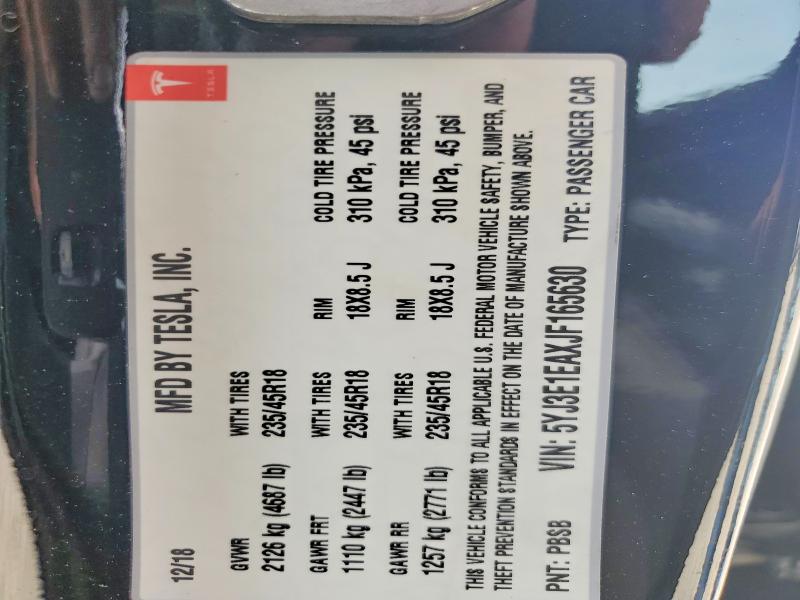 Продаж на аукціоні авто 2018 Tesla Model 3, vin: 5YJ3E1EAXJF165630, номер лоту: 55438906