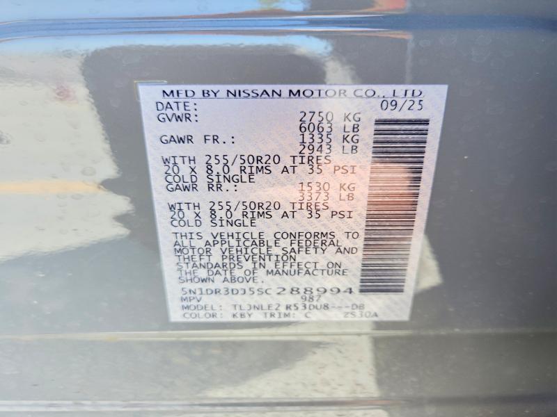 Aukcja sprzedaży 2025 Nissan Pathfinder, vin: 5N1DR3DJ5SC288994, numer aukcji: 52823966