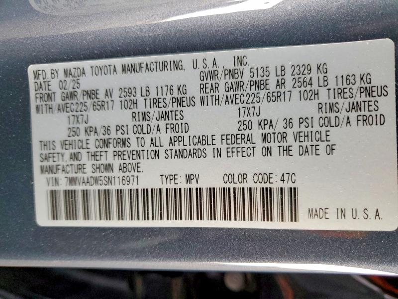 52040116 :رقم المزاد ، 7MMVAADW5SN116971 vin ، 2025 Mazda Cx-50 مزاد بيع
