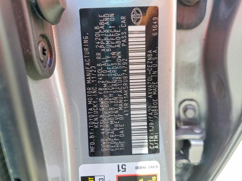 2024 Toyota Camry მანქანა იყიდება აუქციონზე, vin: 4T1R11AK5RU874792, აუქციონის ნომერი: 54806296