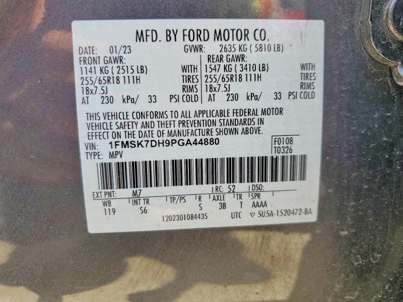 53122836 :رقم المزاد ، 1FMSK7DH9PGA44880 vin ، 2023 Ford Explorer مزاد بيع