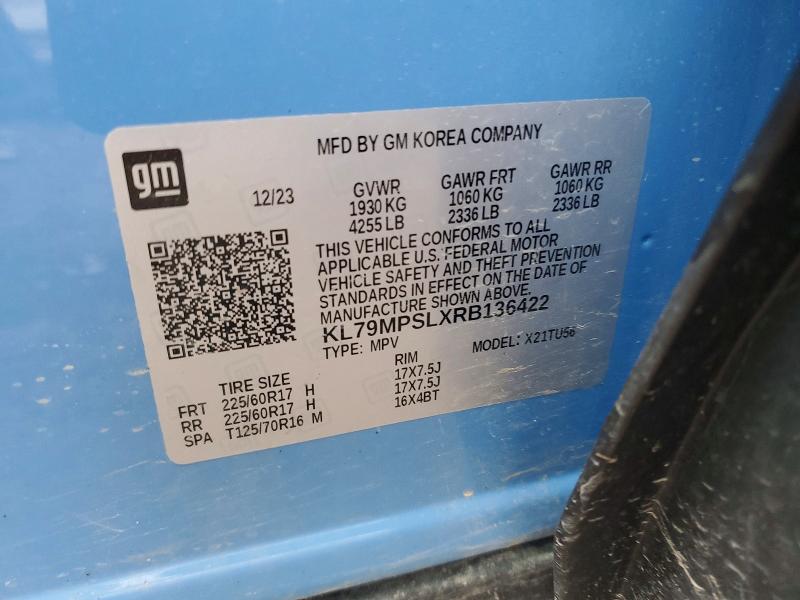 2024 Chevrolet Trailblazer მანქანა იყიდება აუქციონზე, vin: KL79MPSLXRB136422, აუქციონის ნომერი: 53998036