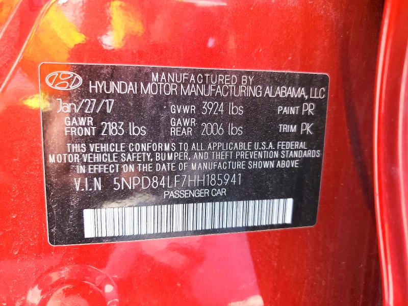 Продаж на аукціоні авто 2017 Hyundai Elantra, vin: 5NPD84LF7HH185941, номер лоту: 54594346