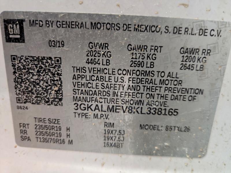 2019 Gmc Terrain მანქანა იყიდება აუქციონზე, vin: 3GKALMEV8KL338165, აუქციონის ნომერი: 52034116