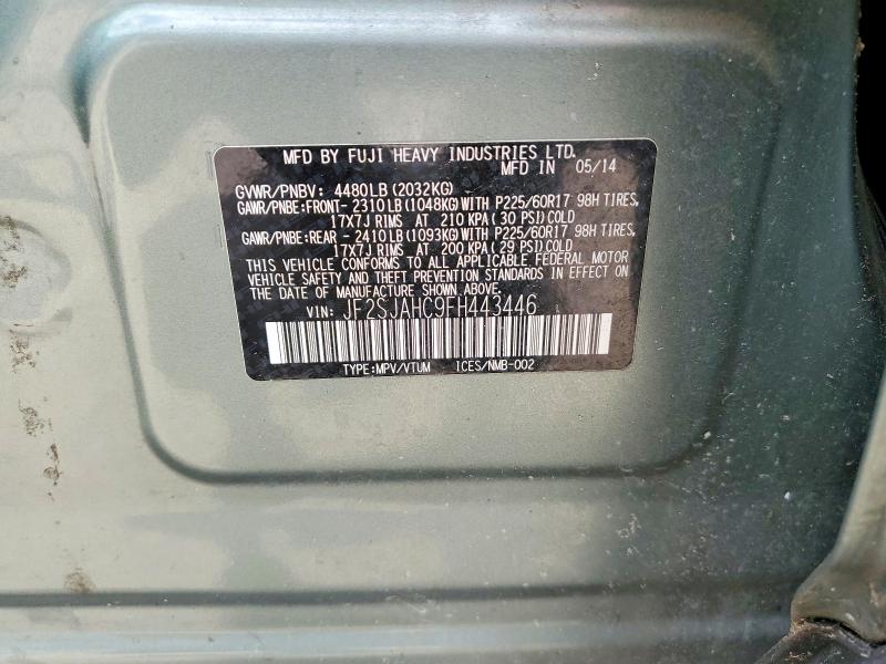 Продажа на аукционе авто 2015 Subaru Forester, vin: JF2SJAHC9FH443446, номер лота: 54680336