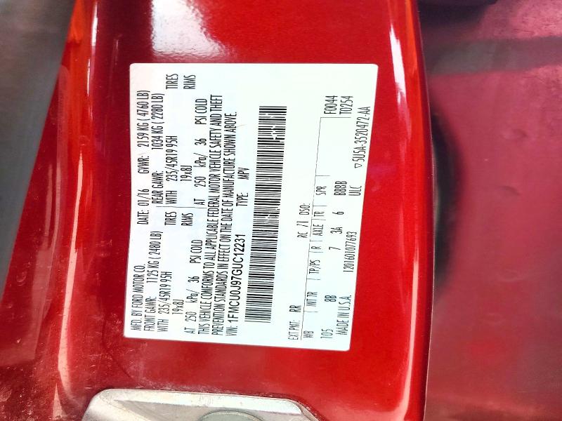 Aukcja sprzedaży 2016 Ford Escape, vin: 1FMCU0J97GUC12231, numer aukcji: 52326556