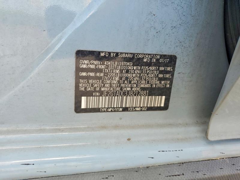 54048106 :رقم المزاد ، JF2GTADC3J8212881 vin ، 2018 Subaru Crosstrek مزاد بيع
