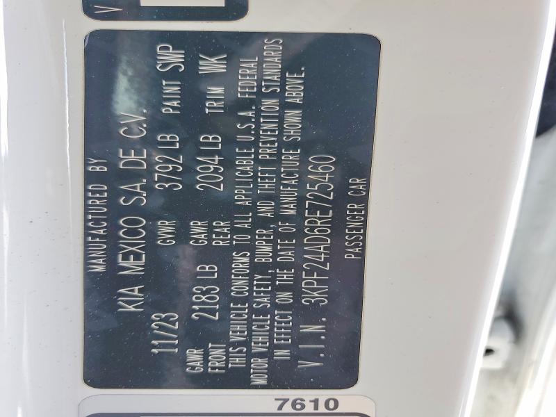 52931446 :رقم المزاد ، 3KPF24AD6RE725460 vin ، 2024 Kia Forte مزاد بيع