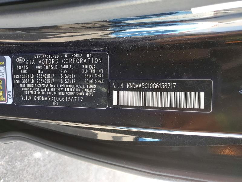 Auction sale of the 2016 Kia Sedona, vin: KNDMA5C10G6158717, lot number: 53776596