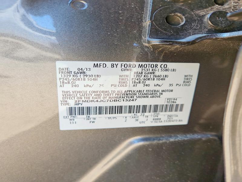 Продажа на аукционе авто 2013 Ford Edge, vin: 2FMDK4JC7DBC13247, номер лота: 52490486