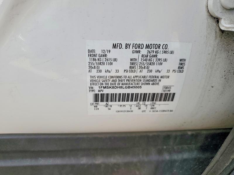 Продаж на аукціоні авто 2020 Ford Explorer, vin: 1FMSK8DH8LGB45005, номер лоту: 51856906