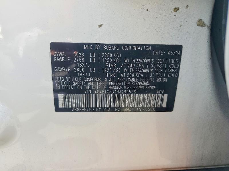 Aukcja sprzedaży 2024 Subaru Outback, vin: 4S4BTGPD1R3291536, numer aukcji: 53595196