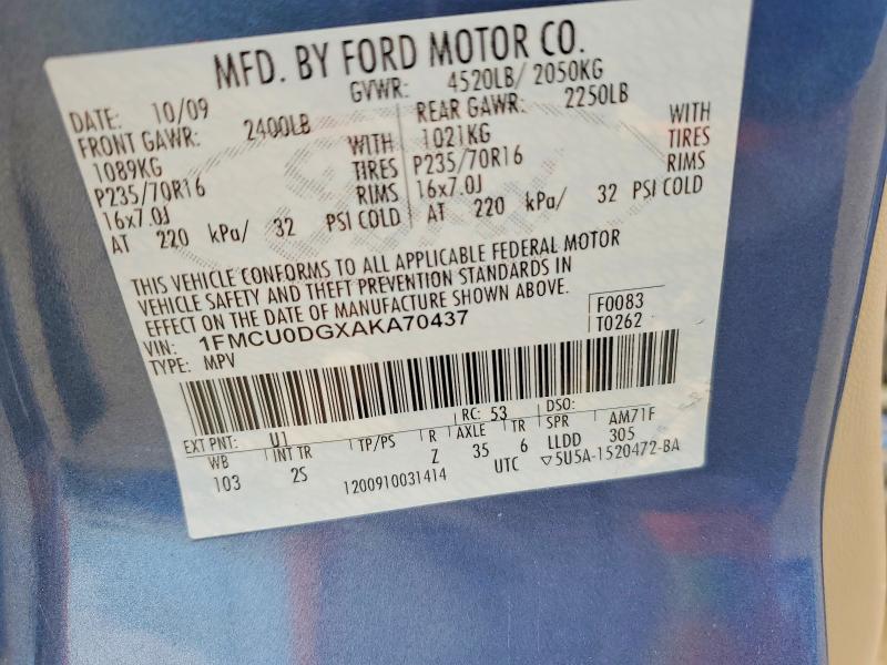 Aukcja sprzedaży 2010 Ford Escape, vin: 1FMCU0DGXAKA70437, numer aukcji: 53737046