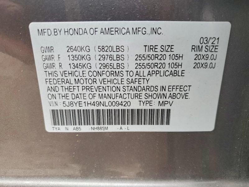 Aukcja sprzedaży 2022 Acura Mdx, vin: 5J8YE1H49NL009420, numer aukcji: 52209026