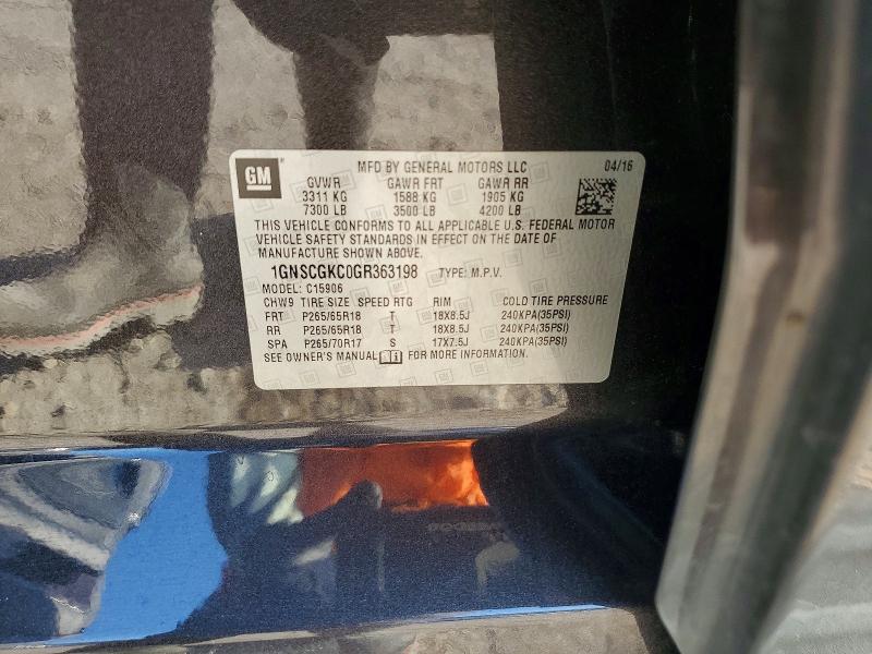55561976 :رقم المزاد ، 1GNSCGKC0GR363198 vin ، 2016 Chevrolet Suburban مزاد بيع