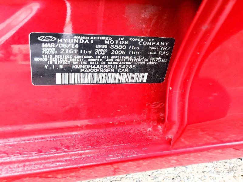 Aukcja sprzedaży 2014 Hyundai Elantra, vin: KMHDH4AE8EU154236, numer aukcji: 54407656