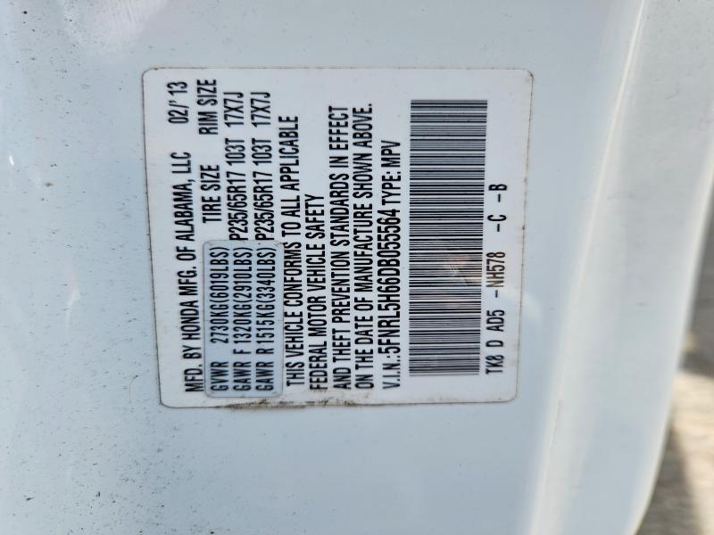 53992356 :رقم المزاد ، 5FNRL5H66DB055564 vin ، 2013 Honda Odyssey مزاد بيع