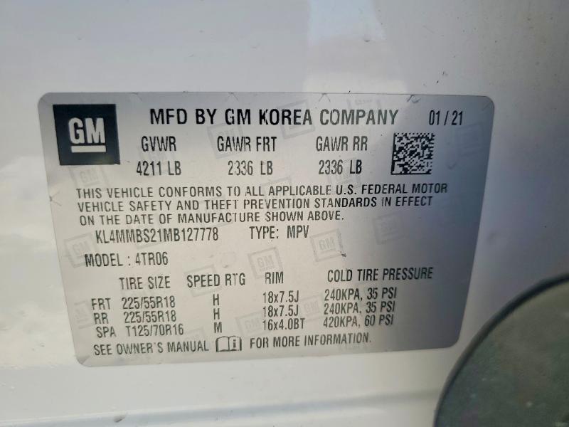 55309566 :رقم المزاد ، KL4MMBS21MB127778 vin ، 2021 Buick Encore Gx مزاد بيع