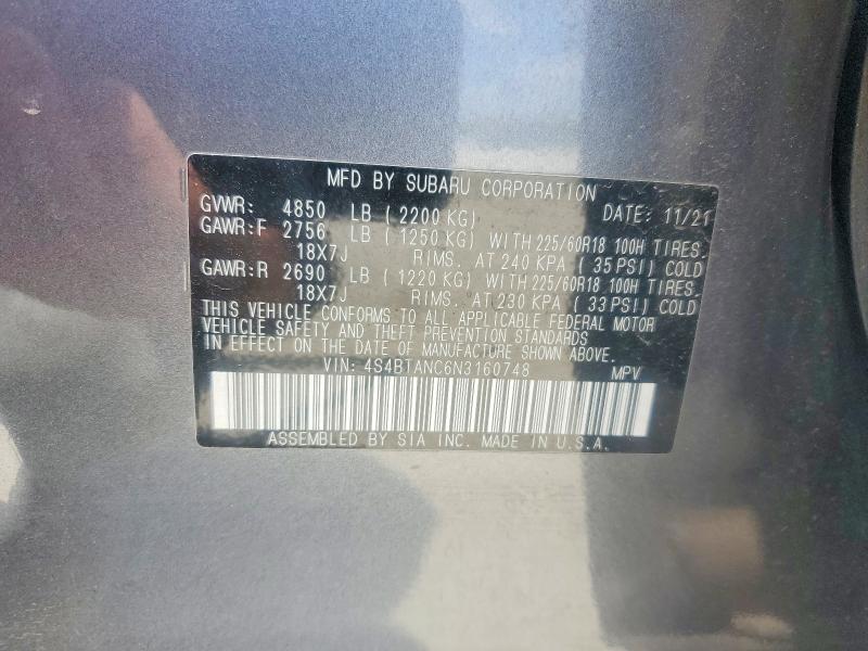 Продаж на аукціоні авто 2022 Subaru Outback, vin: 4S4BTANC6N3160748, номер лоту: 54411406