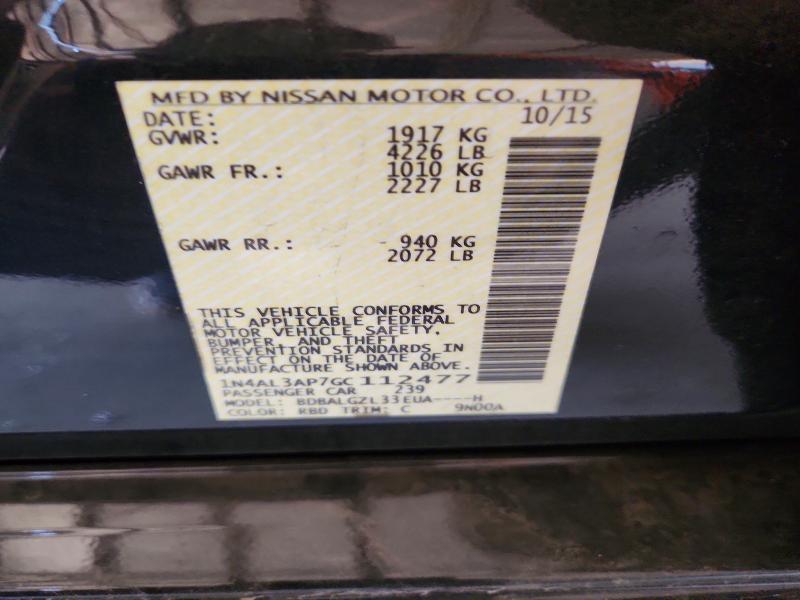 Продажа на аукционе авто 2016 Nissan Altima, vin: 1N4AL3AP7GC112477, номер лота: 53894676