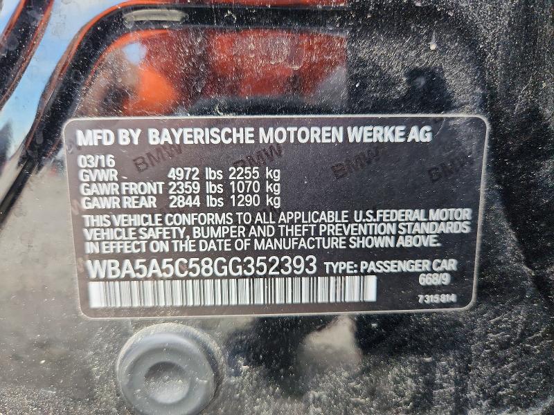 Aukcja sprzedaży 2016 Bmw 528, vin: WBA5A5C58GG352393, numer aukcji: 52429856