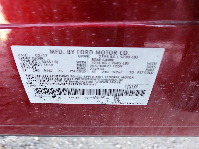 Продажа на аукционе авто 2017 Ford Edge, vin: 2FMPK4AP9HBB56247, номер лота: 52015996
