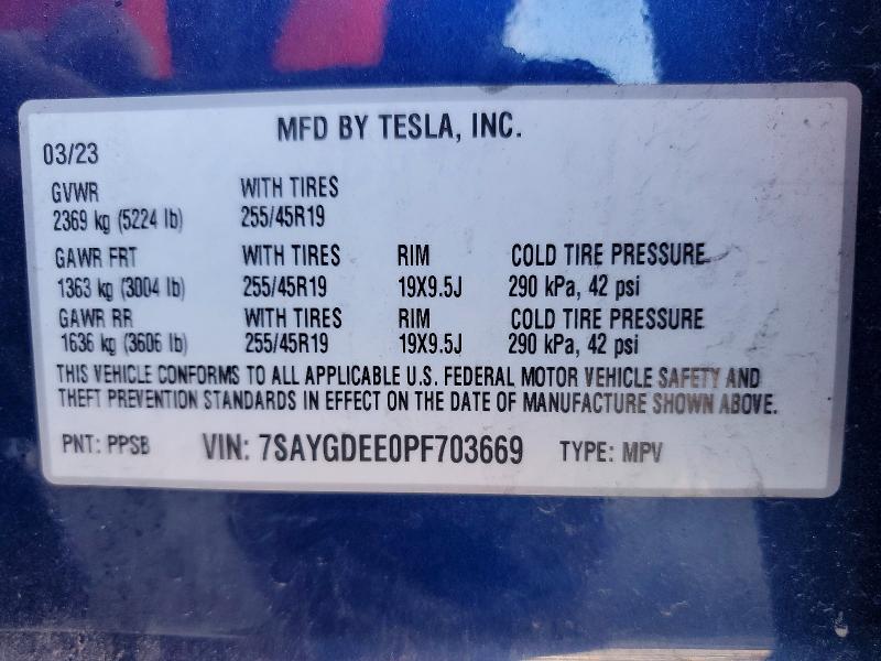 Aukcja sprzedaży 2023 Tesla Model Y, vin: 7SAYGDEE0PF703669, numer aukcji: 53451926
