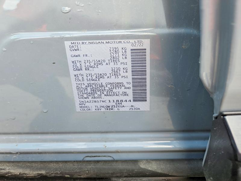 Продаж на аукціоні авто 2022 Nissan Murano, vin: 5N1AZ2BS7NC118844, номер лоту: 54712136
