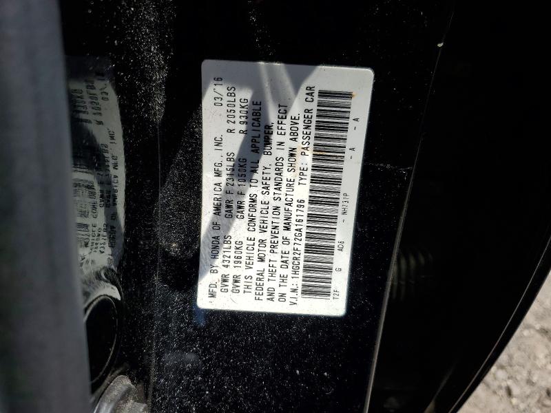 Aukcja sprzedaży 2016 Honda Accord, vin: 1HGCR2F72GA161796, numer aukcji: 55006536