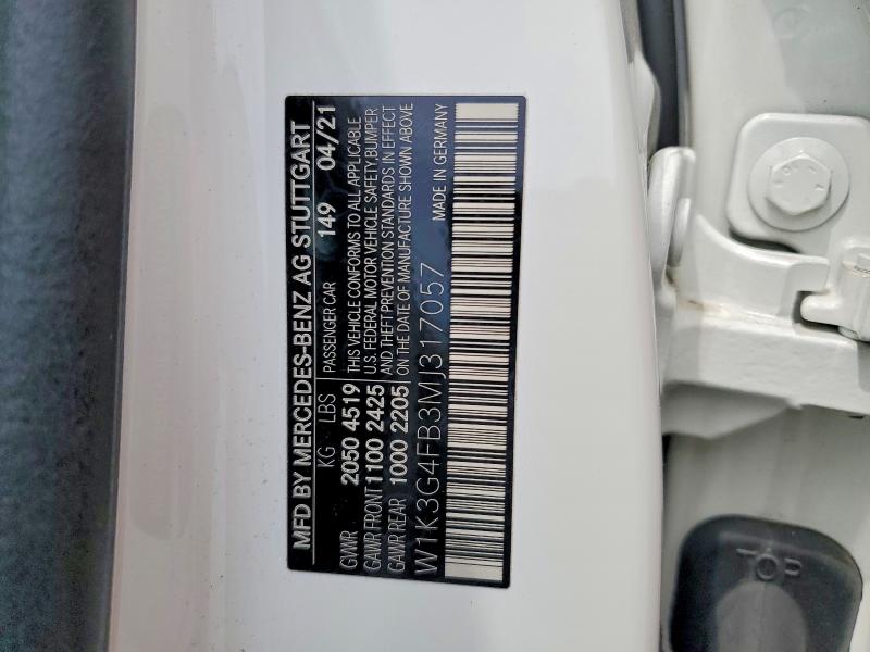 Продажа на аукционе авто 2021 Mercedes-benz A, vin: W1K3G4FB3MJ317057, номер лота: 54828196