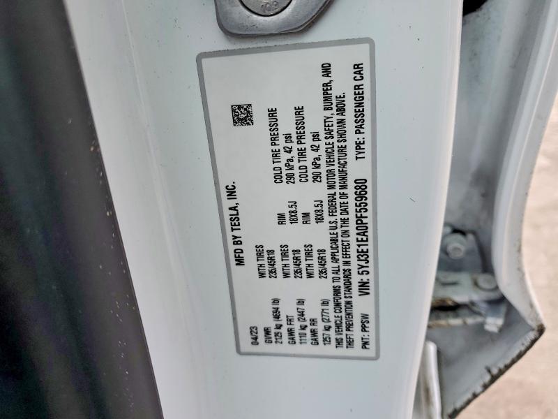 Aukcja sprzedaży 2023 Tesla Model 3, vin: 5YJ3E1EA0PF559680, numer aukcji: 52538366