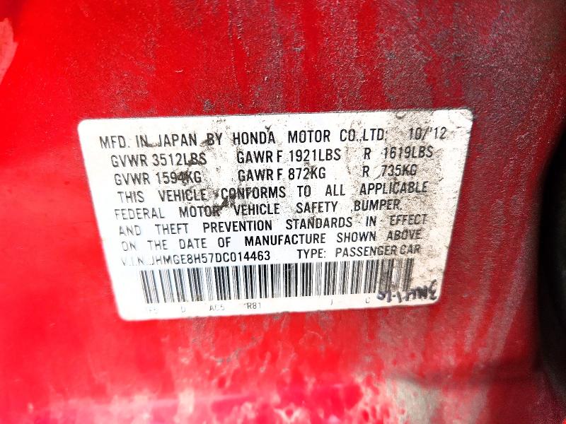 Auction sale of the 2013 Honda Fit, vin: JHMGE8H57DC014463, lot number: 53702176