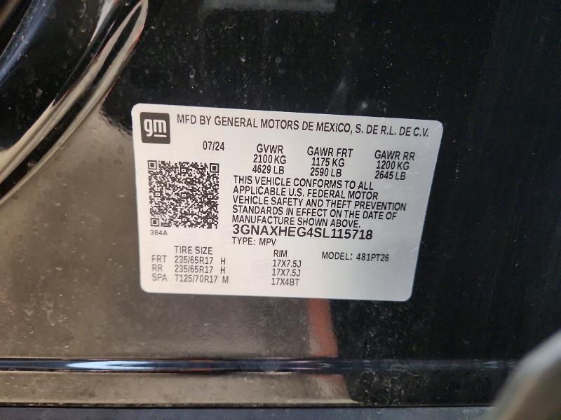 Aukcja sprzedaży 2025 Chevrolet Equinox, vin: 3GNAXHEG4SL115718, numer aukcji: 54274226