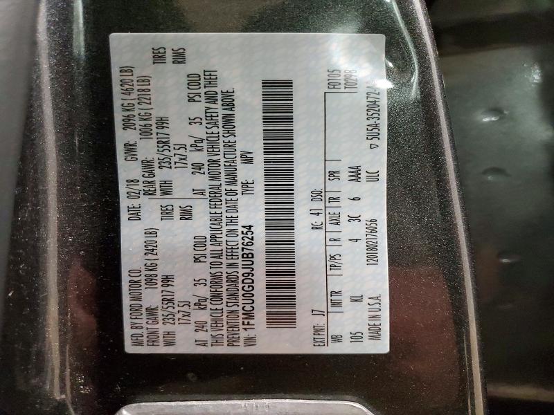 2018 Ford Escape მანქანა იყიდება აუქციონზე, vin: 1FMCU0GD9JUB76254, აუქციონის ნომერი: 51864426