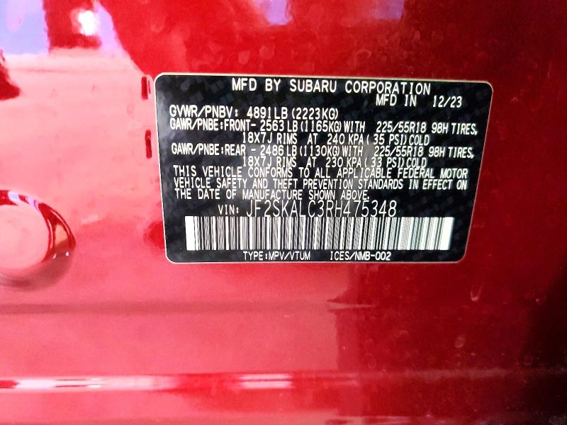 Продажа на аукционе авто 2024 Subaru Forester, vin: JF2SKALC3RH475348, номер лота: 52687496