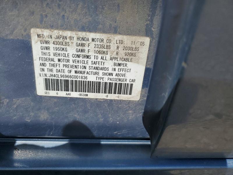 Продаж на аукціоні авто 2006 Acura Tsx, vin: JH4CL96966C001836, номер лоту: 54053936