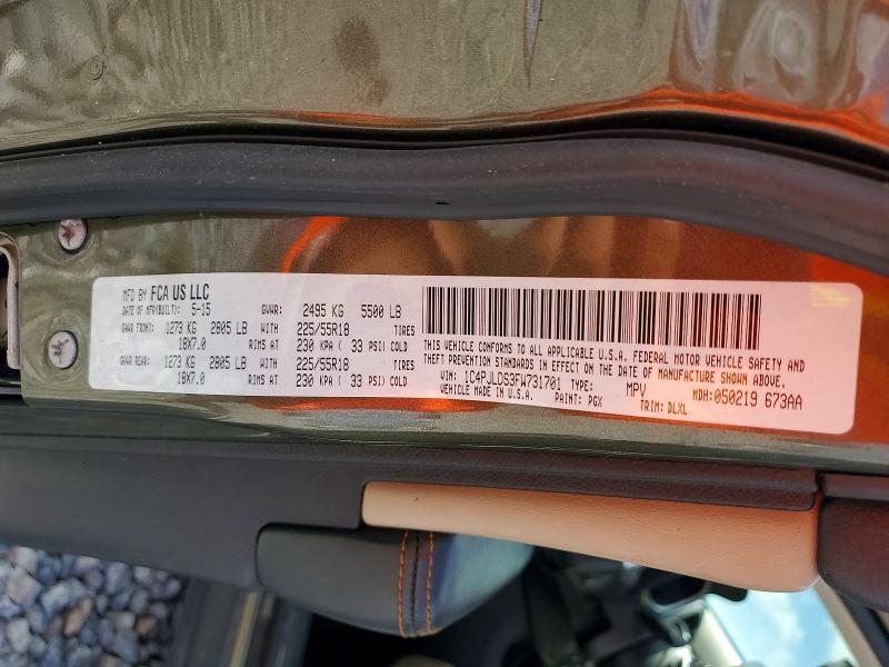 2015 Jeep Cherokee მანქანა იყიდება აუქციონზე, vin: 1C4PJLDS3FW731701, აუქციონის ნომერი: 53906906