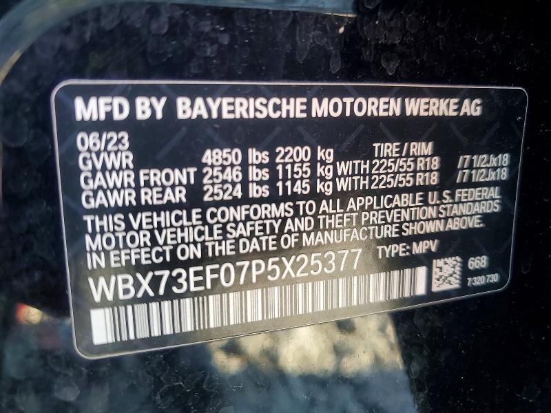 53902506 :رقم المزاد ، WBX73EF07P5X25377 vin ، 2023 Bmw X1 مزاد بيع