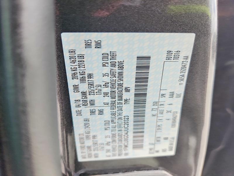 55598506 :رقم المزاد ، 1FMCU0GD4JUC20323 vin ، 2018 Ford Escape مزاد بيع