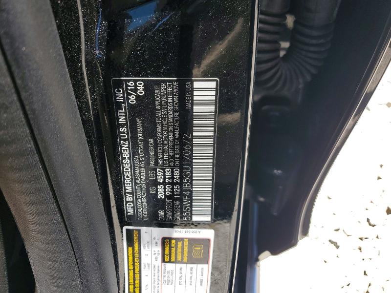 Aukcja sprzedaży 2016 Mercedes-benz C, vin: 55SWF4JB5GU170672, numer aukcji: 54446276