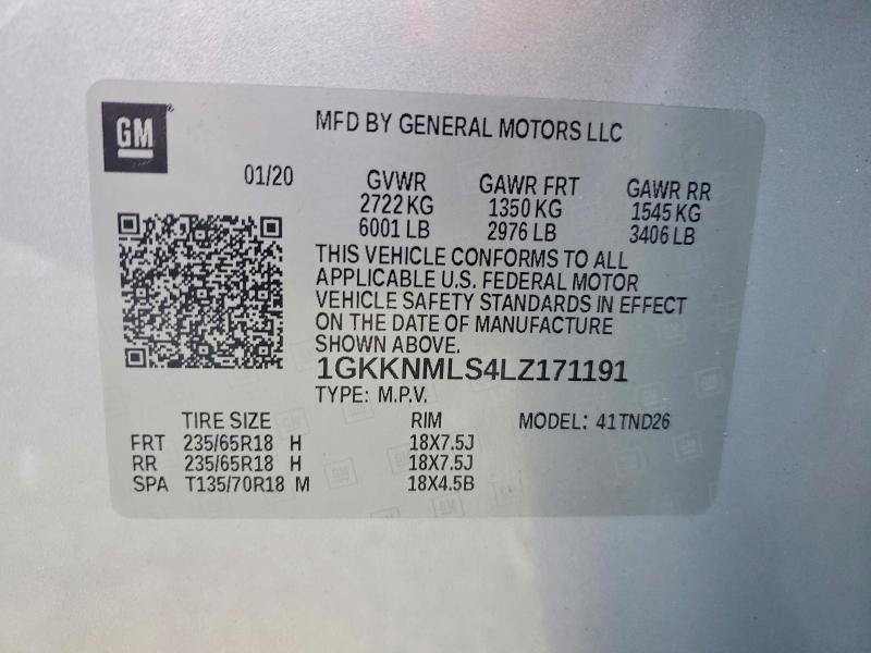 Aukcja sprzedaży 2020 Gmc Acadia, vin: 1GKKNMLS4LZ171191, numer aukcji: 51498836