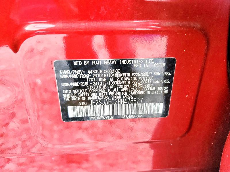 51070016 :رقم المزاد ، JF2SJAEC2HH478627 vin ، 2017 Subaru Forester مزاد بيع