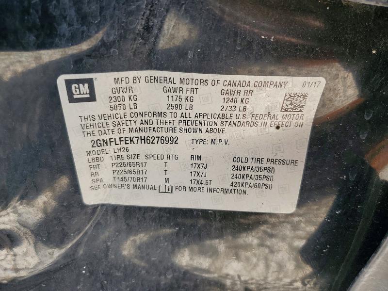 Aukcja sprzedaży 2017 Chevrolet Equinox, vin: 2GNFLFEK7H6276992, numer aukcji: 55287506