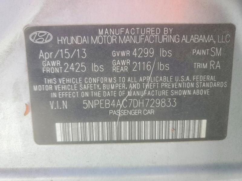 Aukcja sprzedaży 2013 Hyundai Sonata, vin: 5NPEB4AC7DH729833, numer aukcji: 53139226